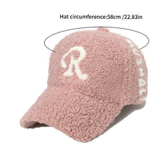 R Plush Baseball Cap with Ear Protection for Women