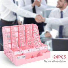 24pcs Desk Organizer Pen Holder File Holder Office Stationery Organizer