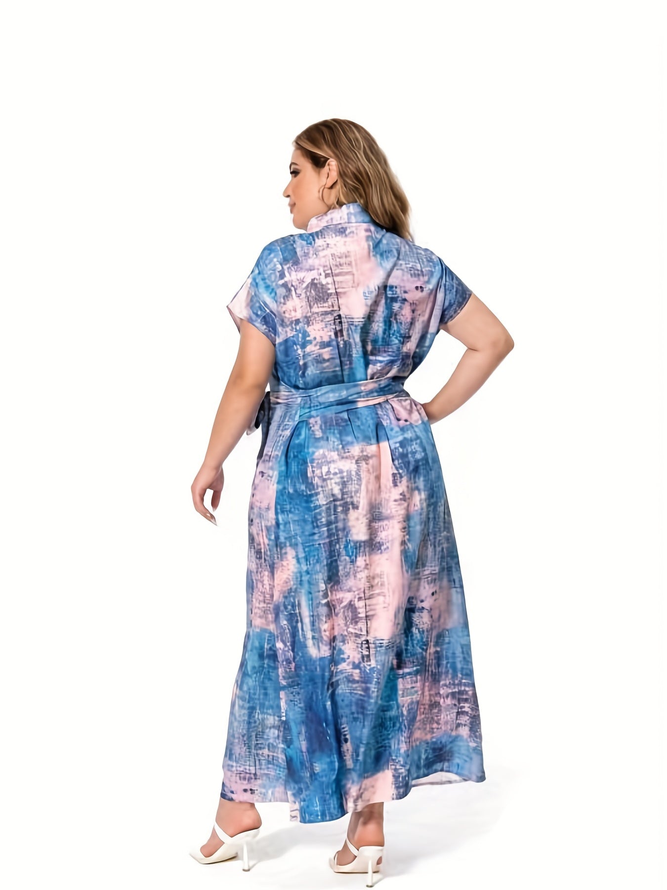 Tie Dye Shirt Dress With Belt