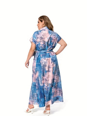 Tie Dye Shirt Dress With Belt
