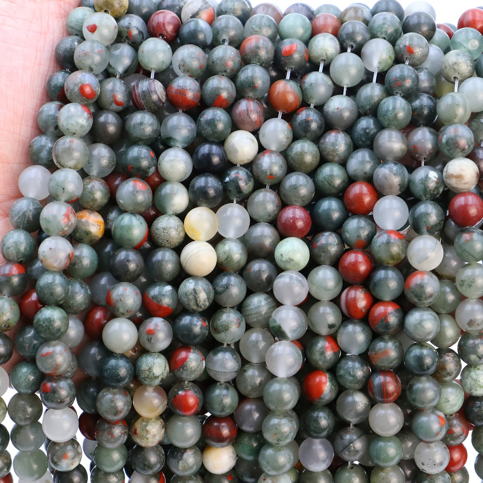 25pcs African Blood Stone Beads 8mm DIY Handcraft