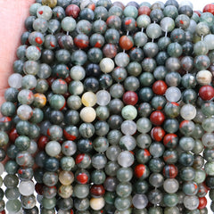 25pcs African Blood Stone Beads 8mm DIY Handcraft