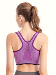 Front Zip Sports Bra High Stretch Yoga Fitness Women's Activewear