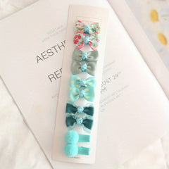 10pcs Princess Hair Accessories Gift Floral Plaid Polka Dot Bow Hair Clips