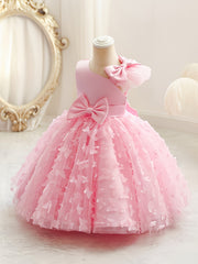 Baby Girls Butterfly Bowknot Sleeveless Princess Dress for Party