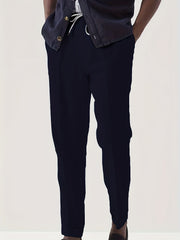 Men's Drawstring Tapered Trousers Solid Pants