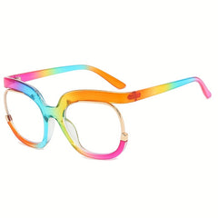 Y2K Owl Clear Lens Glasses Unisex Kpop Jelly Block Frame