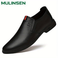Men's No Tie Leather Slip On Shoes Smart Casual Outdoor Walking Shoes