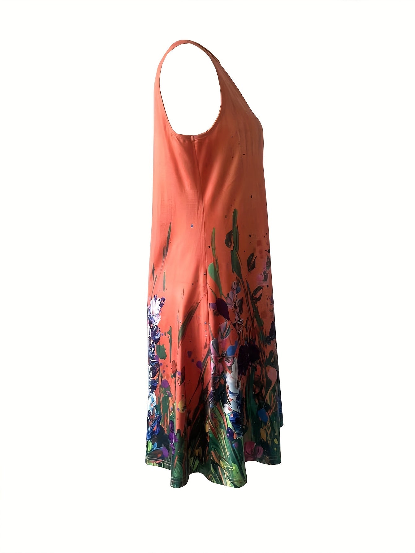 Floral Print Sleeveless Dress Casual Tank Dress for Spring & Summer