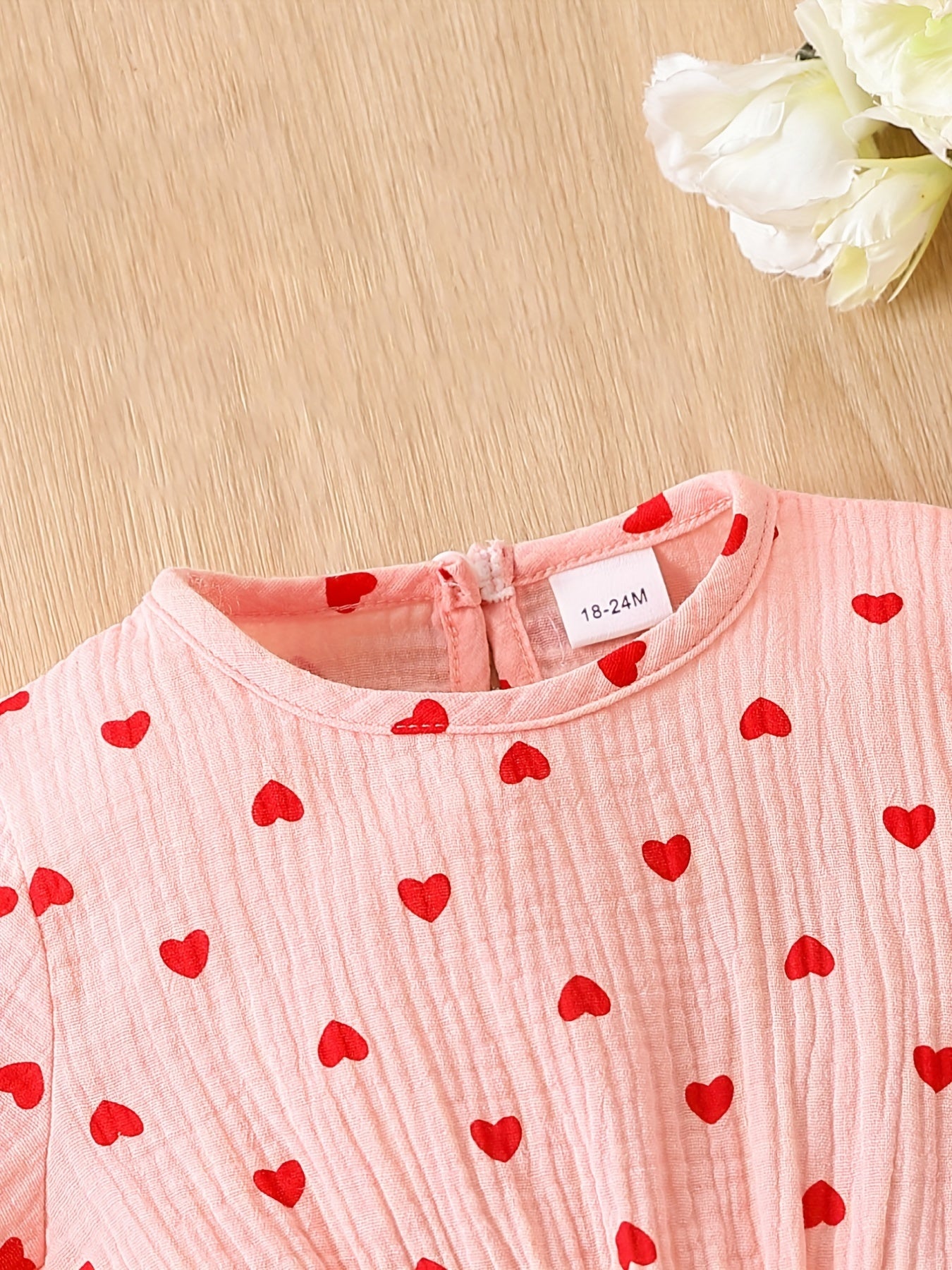 Girls Heart Print Ruffle Sleeve Jumpsuit With Bow - Toddlers Kids Children