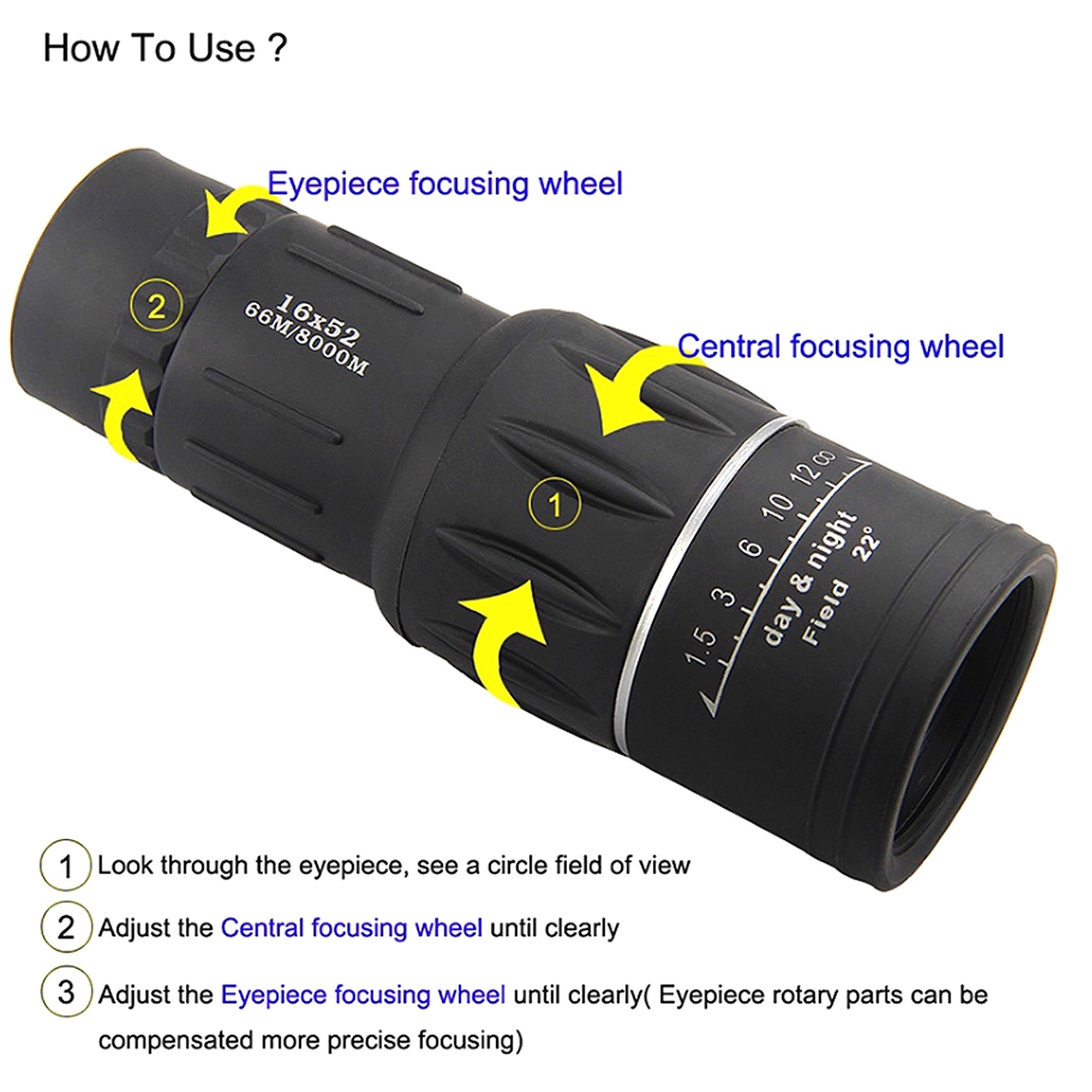 16X52 Monocular Telescope High Powered for Outdoor Activity