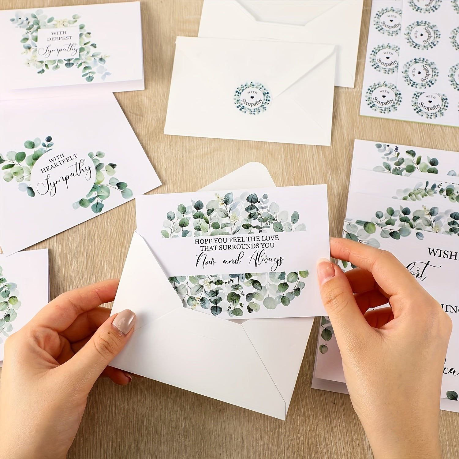 48 Pack Sympathy Cards With Envelopes Greenery Bereavement Watercolor Condolence