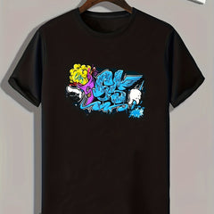 Graffiti Style Letter Print Men's Sports T-Shirt