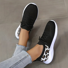 Leopard Pattern Women's Outdoor Running Shoes Breathable Woven Comfort