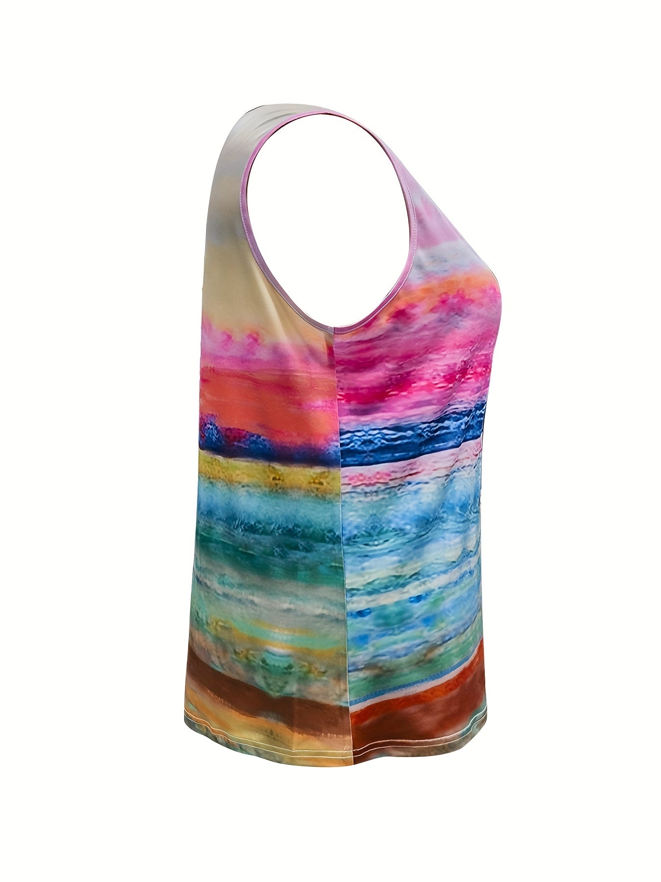 Painting Print Notched Neck Tank Top