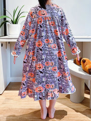 Halloween Elements Girl's Nightgown Lace Decor Long Sleeve Nightdress