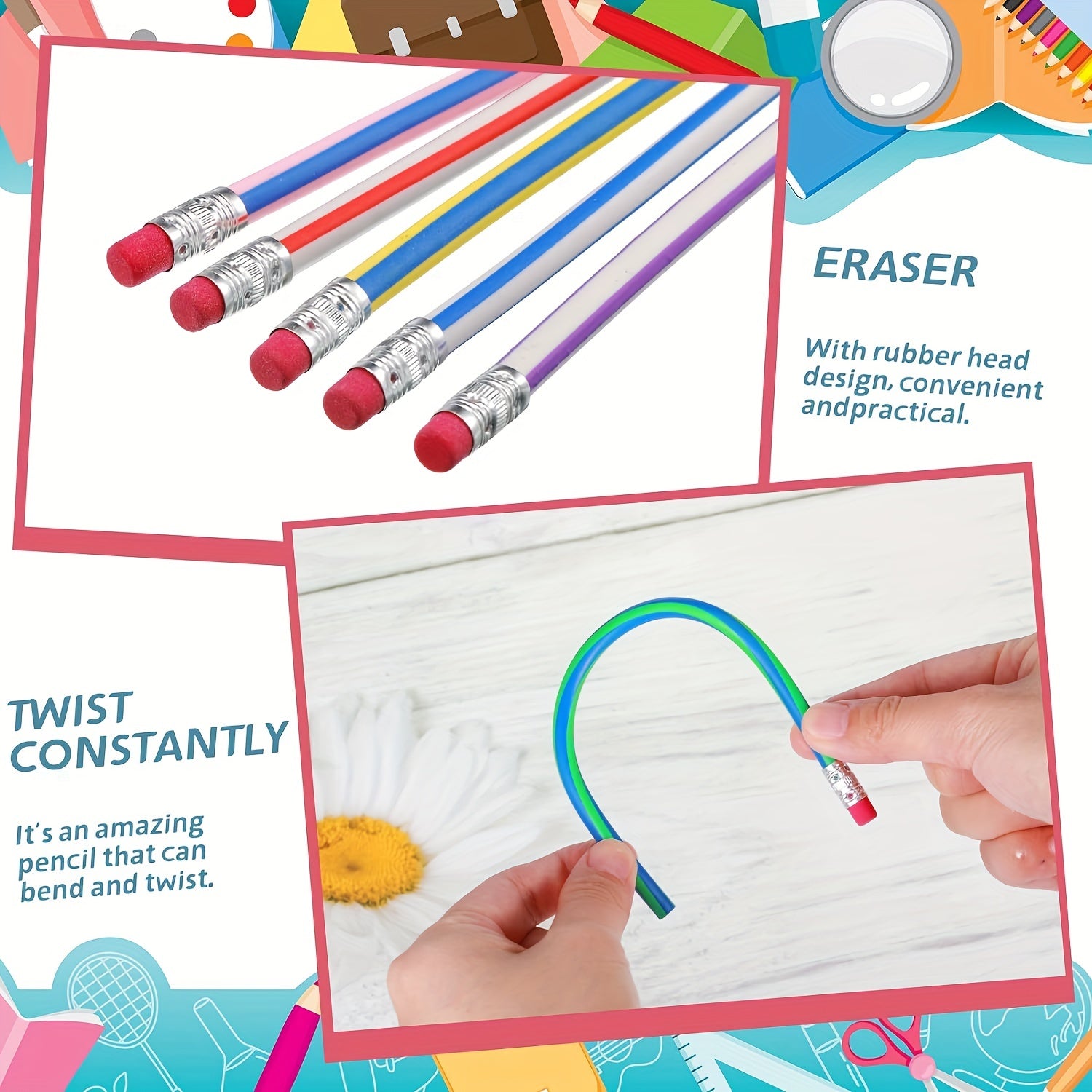 20pcs Bendable Pencils Kids Birthday Learning Toys Party Bag Filler
