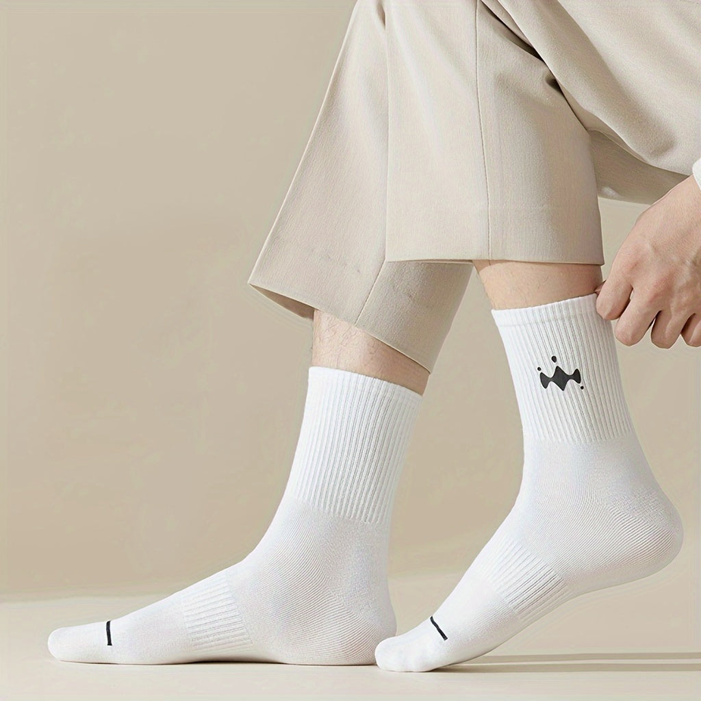 6 Pairs Men's Crew Cotton Socks Spring Autumn