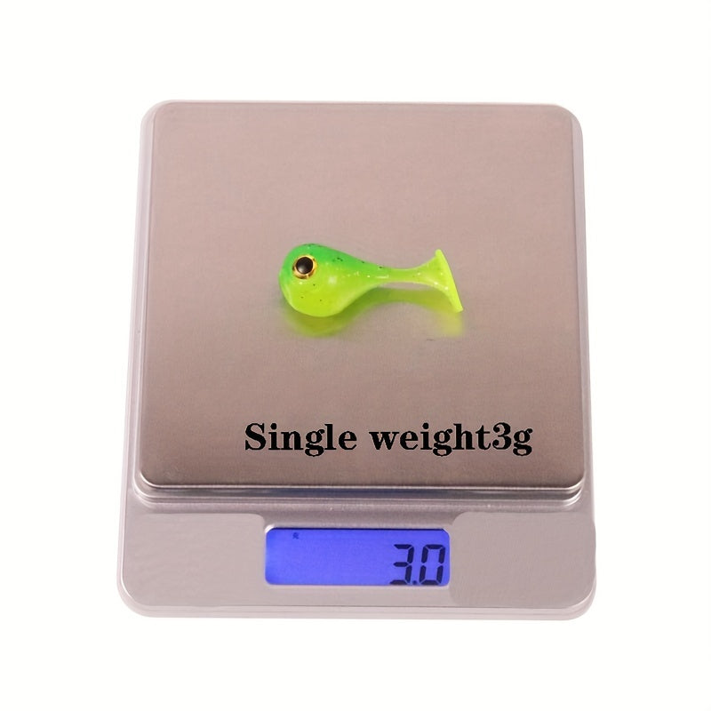 10pcs Mini Large Head T-tail Soft Bait 3g 1.77in Silicone Fishing Lures