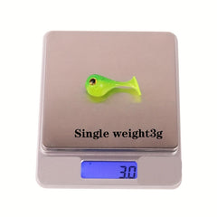 10pcs Mini Large Head T-tail Soft Bait 3g 1.77in Silicone Fishing Lures