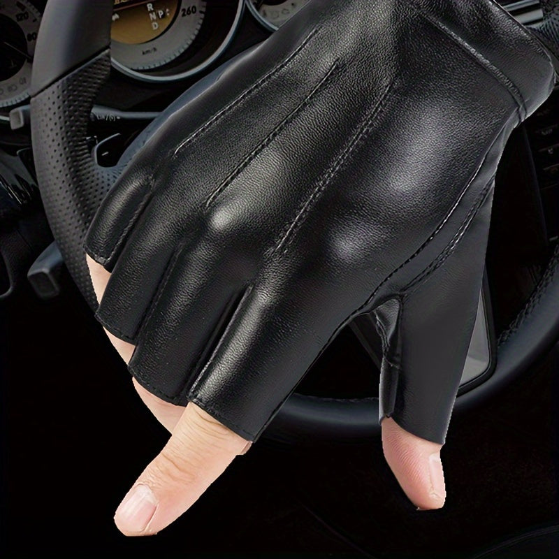 Half Finger Gloves for Outdoor Sports Faux Leather Gloves