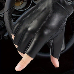 Half Finger Gloves for Outdoor Sports Faux Leather Gloves