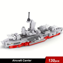 Military Warship Aircraft Carrier Mini Boat Model Building Blocks Toy