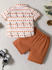 2pcs Boys Plaid Shirt&Shorts Set Summer Kids Clothing