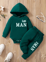 Baby Boy Hooded Bodysuit Trousers Set