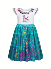 Girls Princess Dress Flowers Print Costume Dress Up Birthday Party