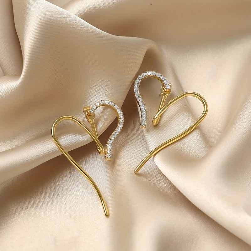 Heart Shaped Rhinestone Earrings