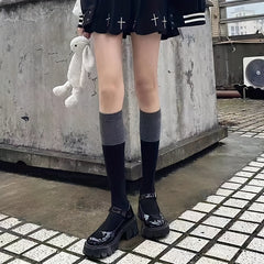 Colorblock Calf Socks College Style Knee High Socks Women's Stockings