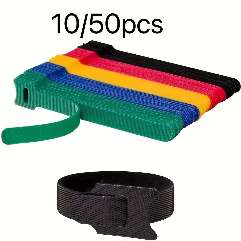 50pcs Adjustable Cable Management Strap 6 inch with Hooks and Buckles