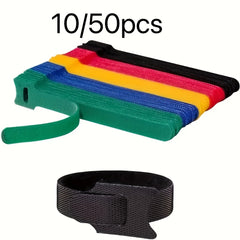 50pcs Adjustable Cable Management Strap 6 inch with Hooks and Buckles