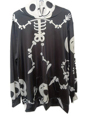 Skull Print Long Sleeve Hoodie With Pocket
