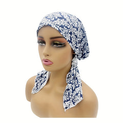 Vintage Paisley Print Turban Cap Lightweight Head Scarf Women Ramadan Hijab
