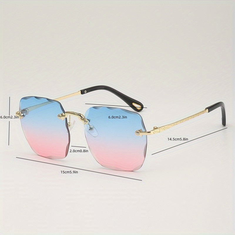 Square Rimless Sunglasses UV400 Gradient Glasses