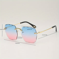 Square Rimless Sunglasses UV400 Gradient Glasses
