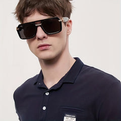 Square Frame Men's Sunglasses with Glasses Case