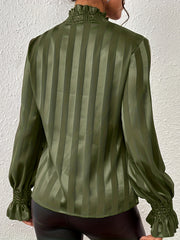 Solid Satin Flounce Sleeve Blouse