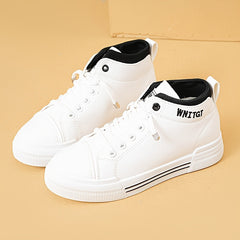 Women's Letter Pattern High Top Lace-up Board Shoes Outdoor Flats