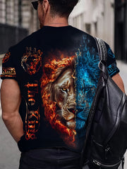 Lion 3D Print Men's Novelty Short Sleeve T-shirt Street Style Summer Clothing