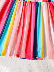 Toddler Girls Striped Block Elastic Waist Casual Skirt Kids Summer Clothes