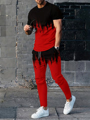 Men's 2 Piece Outfits Short Sleeve T shirt & Jogger Pants Set