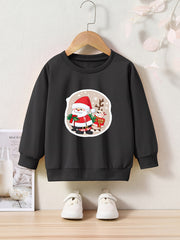 Merry Christmas Santa Print Girls Sweatshirt