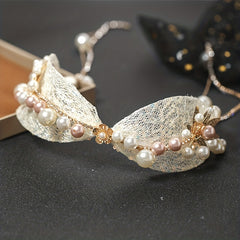 Bridal Faux Pearl Hairband with Tassel Head Jewelry