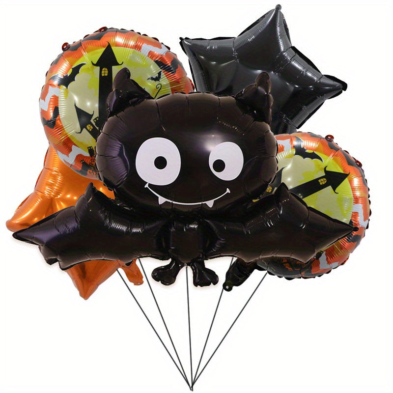 5pcs Halloween Aluminum Foil Balloons Set Bat Pumpkin Mummy Cat Suit Balloons