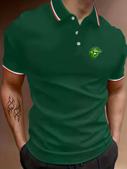 Men's Crocodile Print Polo Shirt Casual Stretchable Button Up Tee