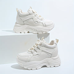 Women's Lace Up Platform Chunky Sneakers Thick Sole Walking Shoes