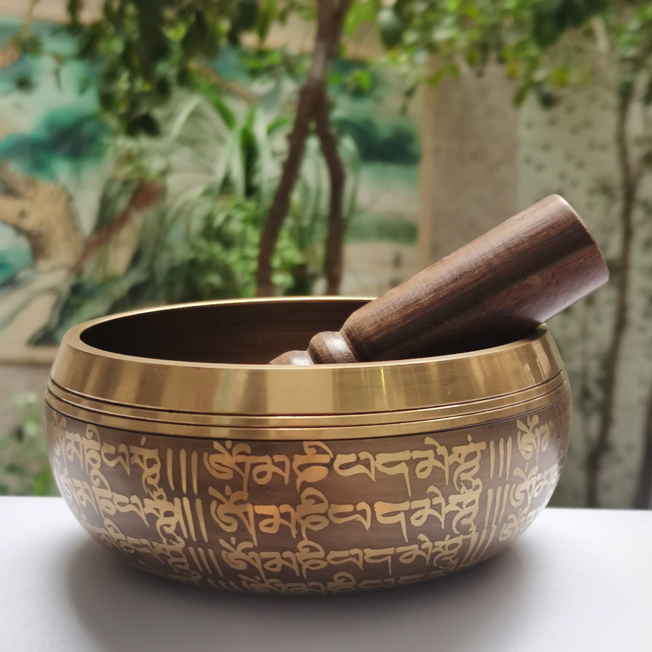 Nepal Chakra Yoga Singing Bowl with Leather Stick
